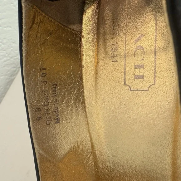 Vintage Coach Womens Pump Size 9 Black Patent Block Heel Platform Shoe Mob Wife - Picture 12 of 13